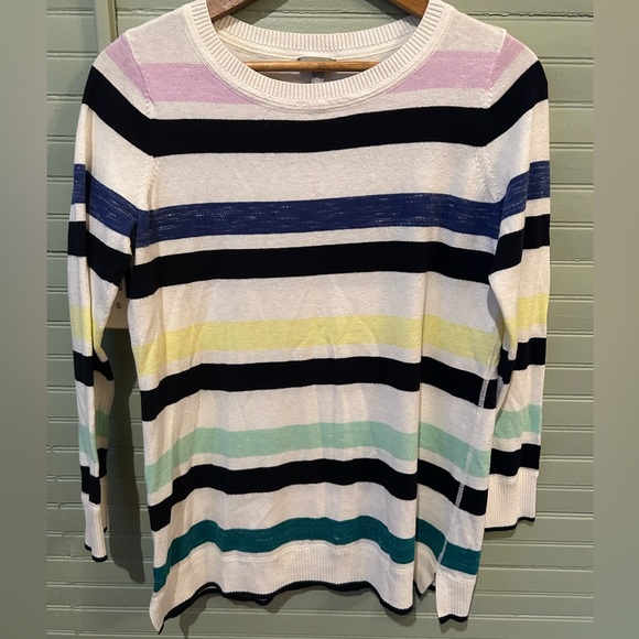 T by Talbots Women's Colorful Striped Sweater Size Medium - Picture 1 of 5